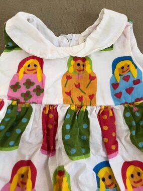 Baby Girls Summer Sun Dress Sleeveless Russian Nesting Dolls Prints Size 9 Month